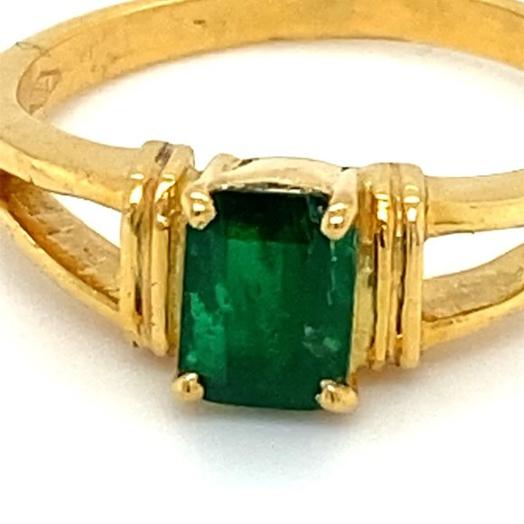 Certified Emerald .87ct Solid 18K Yellow Gold Ring - Picture 7 of 8